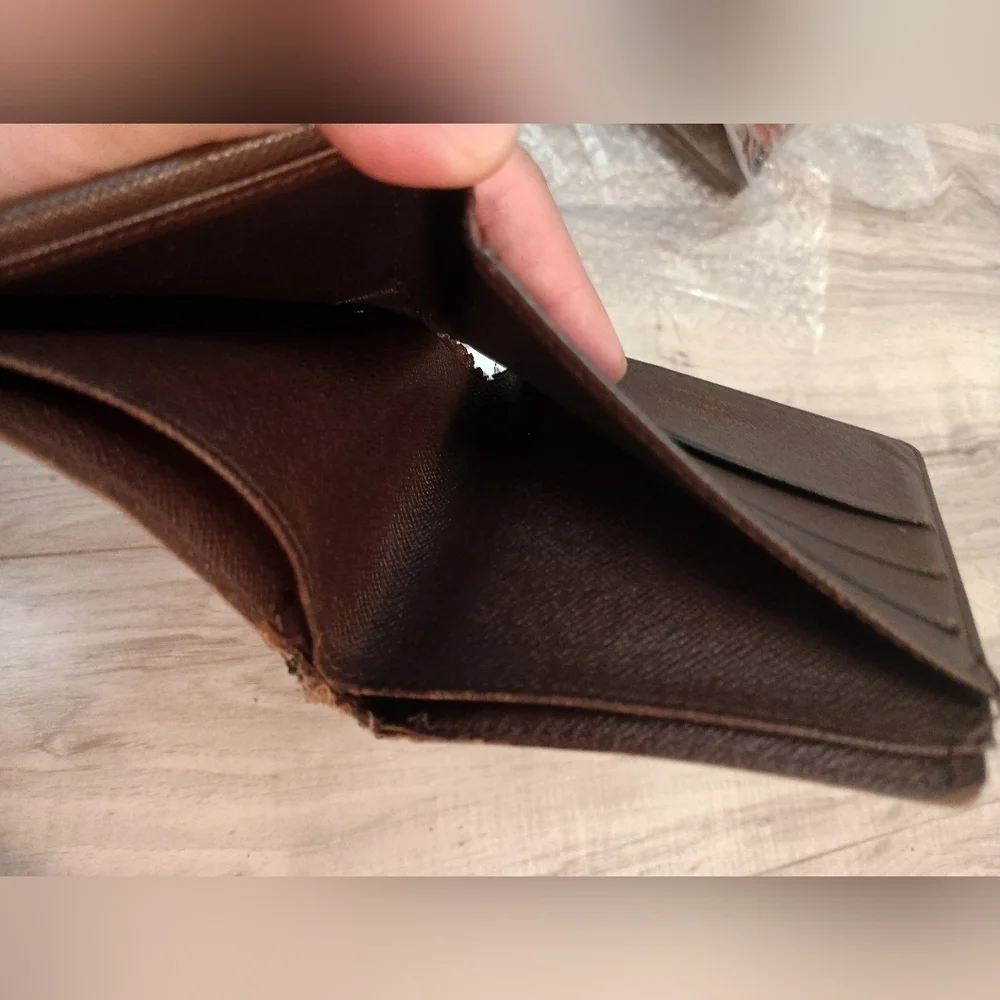 Authentic LOUIS VUITTON Folded Wallet Porte Foil Marco Damier Ebene Brown
